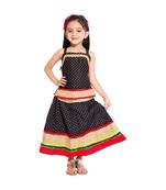 Black Baby Girls Skirt and Top Self Design Hand Block Print