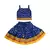 Blue Baby Girls Skirt and Top Self Design Hand Block Gold Print