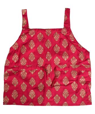 Pink Baby Girls Skirt and Top Self Design Hand Block Gold Print 2