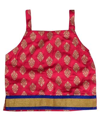 Pink Baby Girls Skirt and Top Self Design Hand Block Gold Print 3