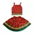 Red Baby Girls Skirt and Top Self Design Hand Block Gold Print