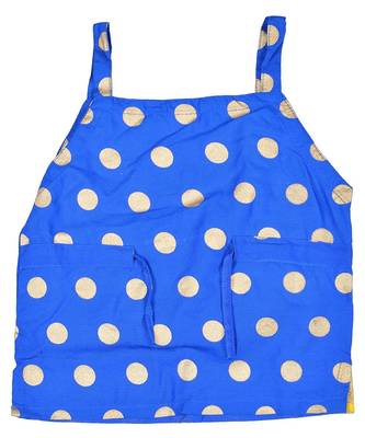 Blue Baby Girls Skirt and Top Self Design Hand Block Gold Print 4