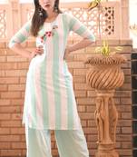 green rayon kurti with plazo