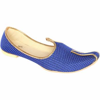 Men's Blue Jute Wedding Sherwani Mojari - UK 6 1