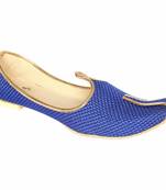 Men's Blue Jute Wedding Sherwani Mojari - UK 6