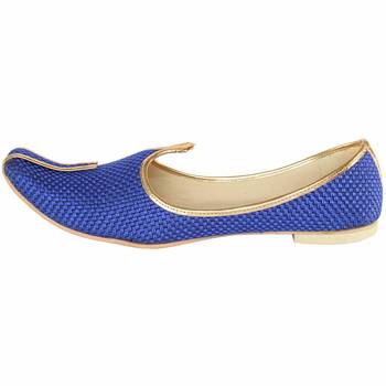 Men's Blue Jute Wedding Sherwani Mojari - UK 6 2