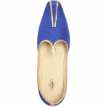 Men's Blue Jute Wedding Sherwani Mojari - UK 6 4