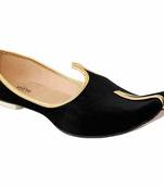 Men's Black Velvet Wedding Sherwani Mojari - UK 6