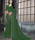 Green Ribbion Gotta Patti Embroidered Georgette Wedding Saree With Blouse
