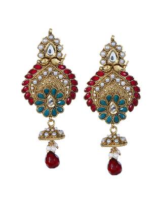 Drop Earring with Maroon Stone 1