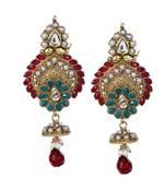 Drop Earring with Maroon Stone