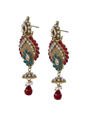 Drop Earring with Maroon Stone 2