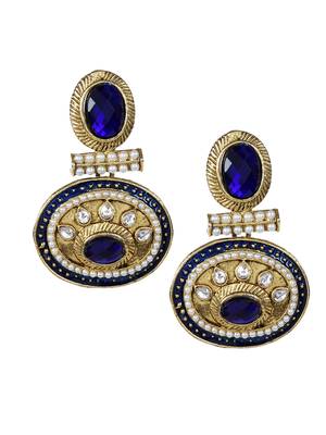 Gold Drop Earring with Blue Stone 2