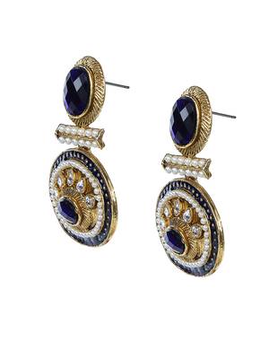 Gold Drop Earring with Blue Stone 3