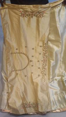 Cream Embroidered Velvet Lehenga With Dupatta 3
