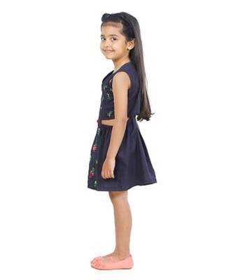 Navy Pom pom embroidery Dress 2
