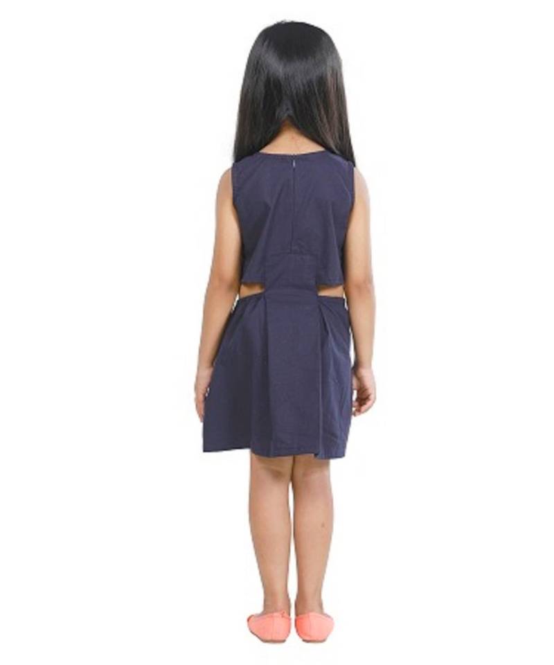 Navy Pom pom embroidery Dress