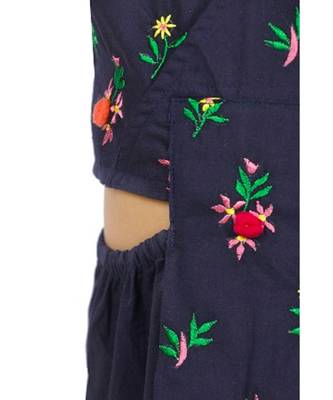 Navy Pom pom embroidery Dress 4