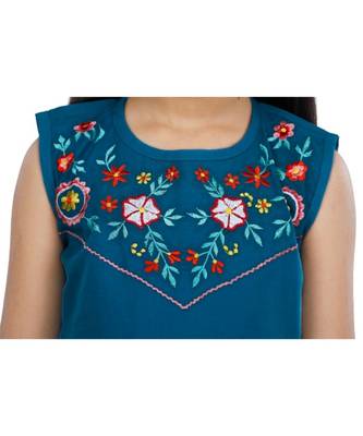 petrol color embroidery bow Dress 4