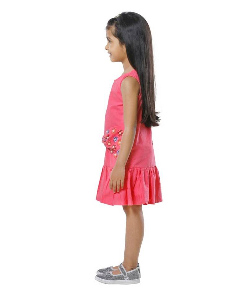 Pink Big Bow Embroidery Dress
