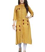 Mustard printed rayon ethnic kurtis