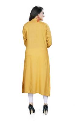 Mustard printed rayon ethnic kurtis 2