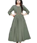 Green hand woven rayon ethnic kurtis