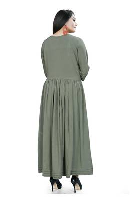 Green hand woven rayon ethnic kurtis 2