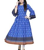 Blue printed rayon ethnic kurtis