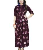 Maroon printed crepe ethnic kurtis