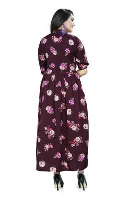 Maroon printed crepe ethnic kurtis 2