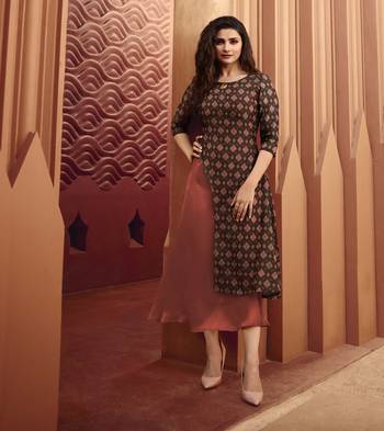 Brown Printed Silk Ethnic Kurtis 1