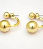 Golden Stud Ball Tops Earings With Hanging Ball Design