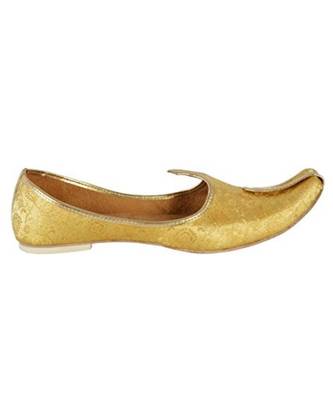 Men's Gold Fabric Wedding Sherwani Mojari - UK 6 2