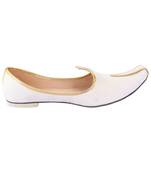 Men's White Fabric Wedding Sherwani Mojari - UK 6