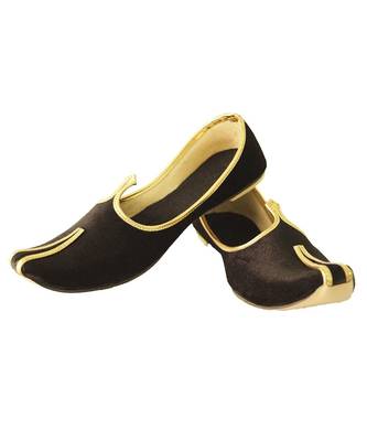 Men's Black Velvet Wedding Sherwani Mojari - UK 6 3