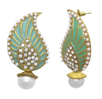 Stud Firozi Enamel Keri Fashion Ethnic Traditional Earrings For Women 1