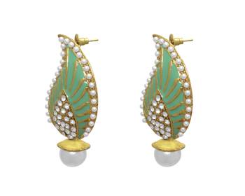Stud Firozi Enamel Keri Fashion Ethnic Traditional Earrings For Women 2