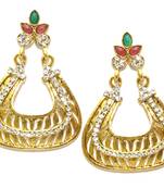 Ethnic Dangle Maroon Green Traditional Fashion Earrings For Women