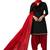 Women'S Black & Red Cotton Printed Readymade Patiyala Suit Set