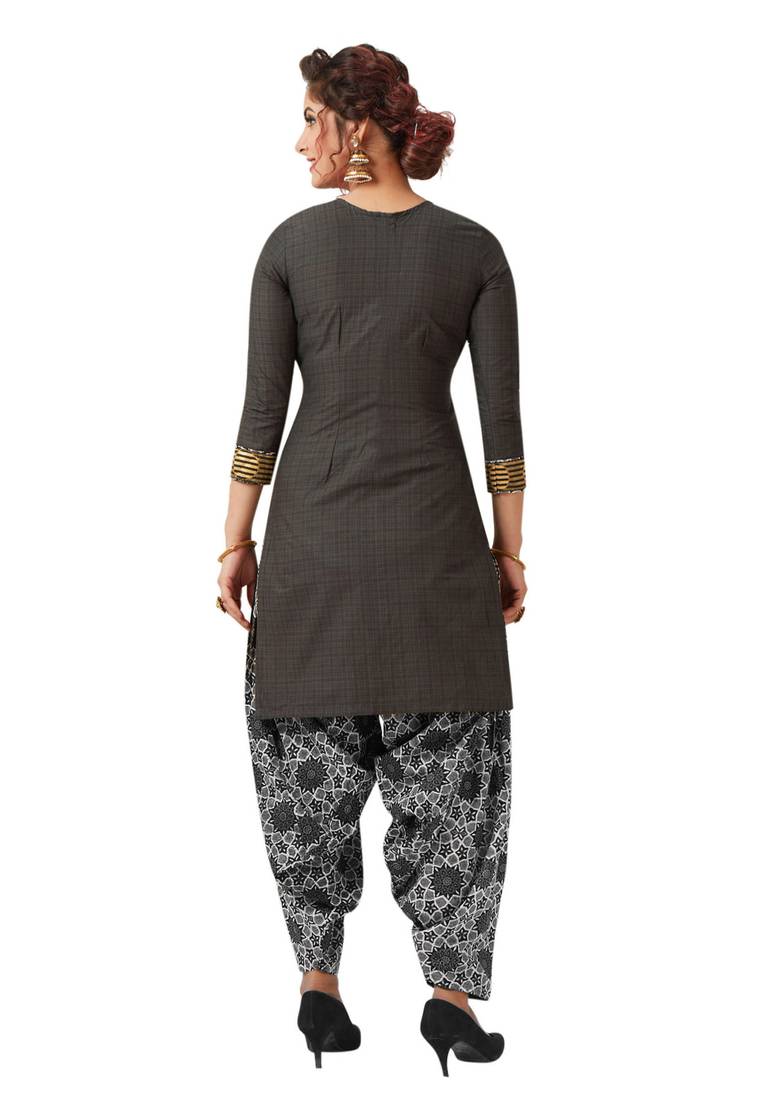 Grey Cotton Patiyala Suit main image 1