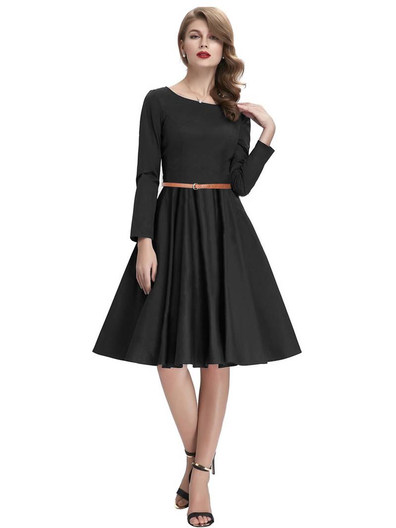 Black Color Satin Western Short dresses - Vastrang - 2959244