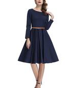 Dark Blue Color Satin Western Short dresses