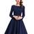 Dark Blue Color Satin Western Short dresses