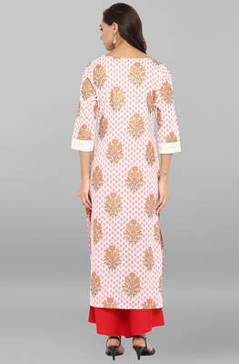 Janasya Off-white printed cotton ethnic kurta with palazzo 5