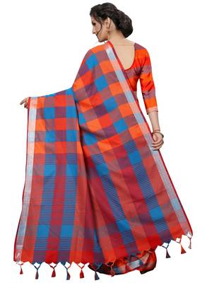 Multicolor Printed Art Silk Saree With Blouse 3