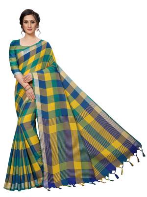 Multicolor Printed Art Silk Saree With Blouse 1