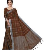 Brown Printed Art Silk Saree With Blouse
