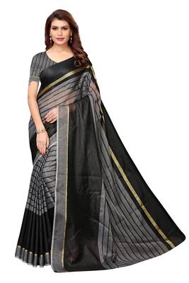 Black Printed Art Silk Saree With Blouse 1