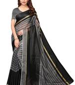 Black Printed Art Silk Saree With Blouse